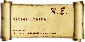 Mizsei Etelka névjegykártya